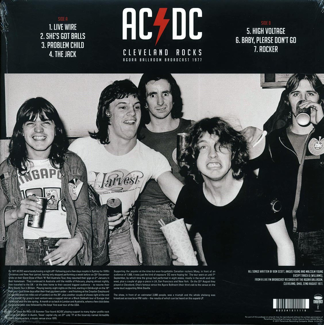 AC/DC - Cleveland Rocks: Agora Ballroom Broadcast 1977 Ltd. Ed. Deluxe Vinyl | Parachute, 1977 | Soundtraxx Item No. 283401