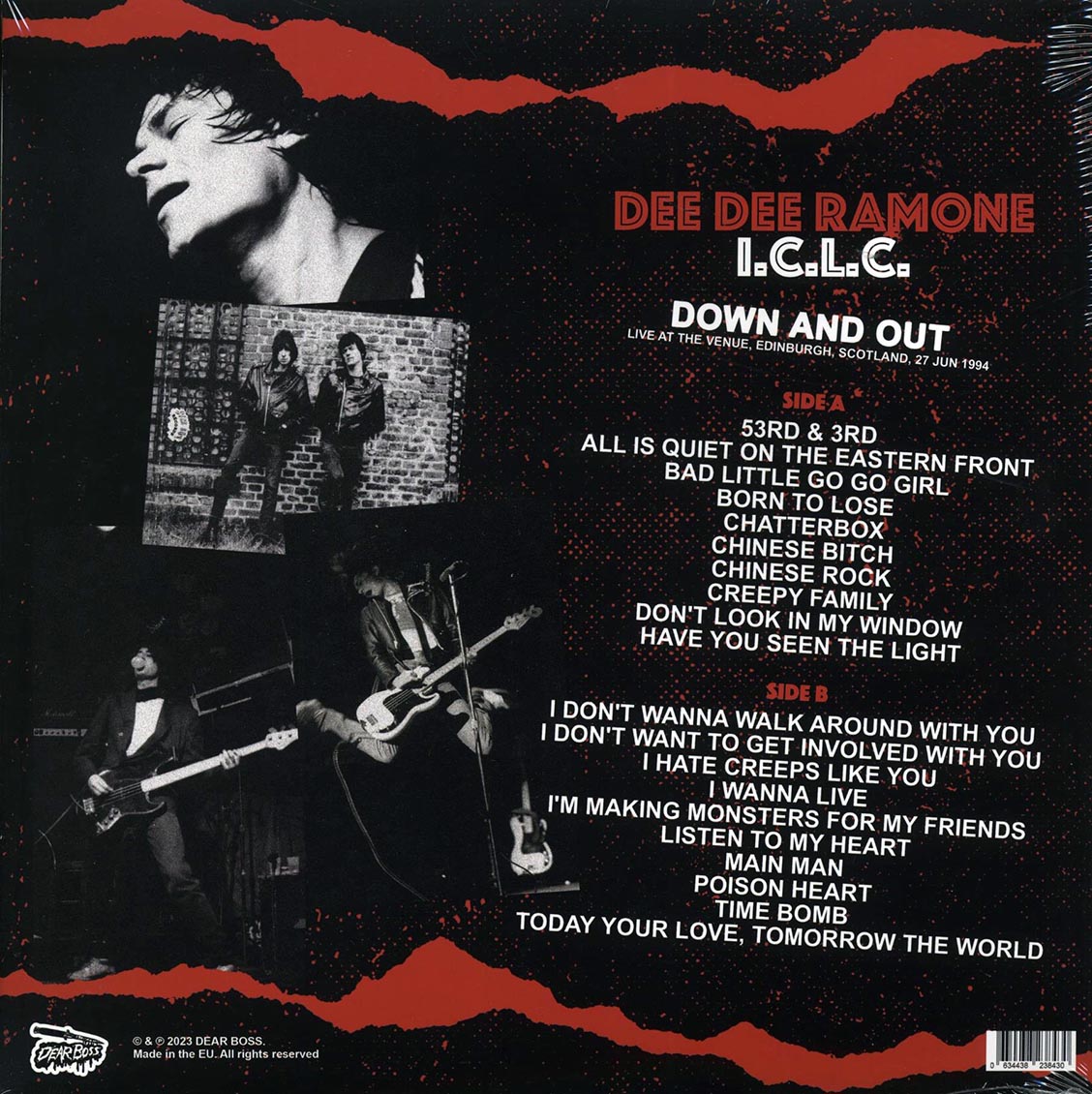 Dee Dee Ramone ICLC - Down And Out: Live At The Venue, Edinburgh, Scotland, 27 June 1994