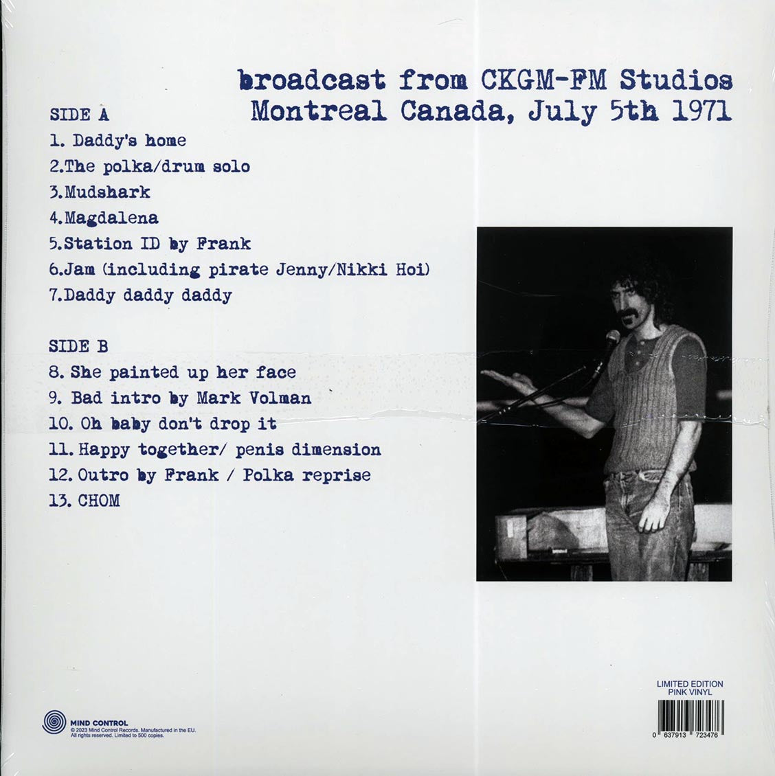 Frank Zappa - Live Montreal 1971: Broadcast From CKGM-FM Studios, Montreal Canada, July 5th 1971